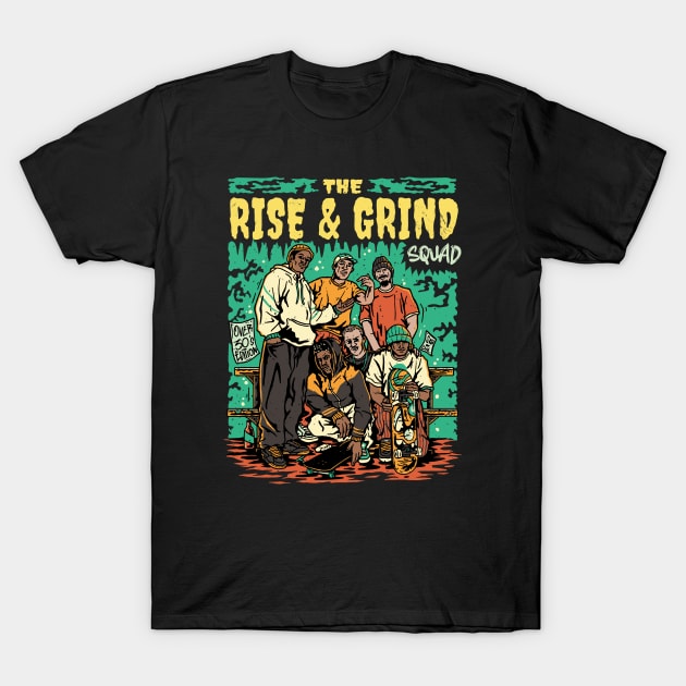 The Rise & Grind Squad // Retro Skateboarding // Comic Style Skater Crew T-Shirt by SLAG_Creative